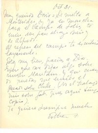 [Carta] [1962?] oct. 31, [Montevideo, Uruguay] [a] Doris Dana, [New York]