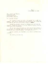 [Carta] 1966 abr. 6, [New York] [a] Esther de Cáceres, Montevideo, Uruguay
