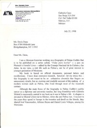 [Tarjeta] 1998 jul. 22, Mexico, D.F., [a] Doris Dana, New York