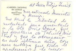 [Tarjeta] [1960], Montevideo, Uruguay [al] Sr. Ministro Felipe Iriart