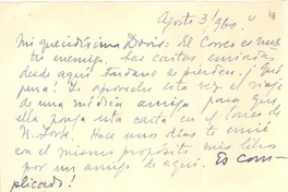 [Carta] 1960, ago. 3 [Montevideo, Uruguay] [al] Doris Dana, [New YorK]