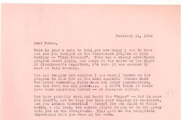 [Carta] 1960, feb. 21, [New York] [a] Radomiro Tomic, Santiago