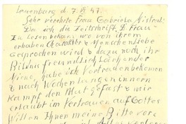 [Carta], 1947 jun. 7, Lowenburg, Alemania [a] Gabriela Mistral