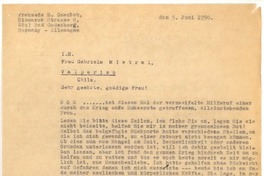 [Carta], 1950 jun. 5, Bad Godesberg, Alemania [a] Gabriela Mistral, Valparaíso, Chile