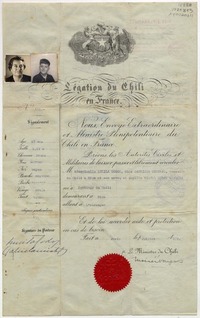 [Pasaporte diplomático] [a] Gabriela Mistral y Juan Miguel Godoy