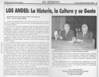 Los Andes, la historia, la cultura y su gente  [artículo] Luz L. Gatica Guzmán