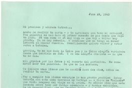 [Carta] 1960 jun. 28, [New York] [a] Esther de Cáceres, [Montevideo]