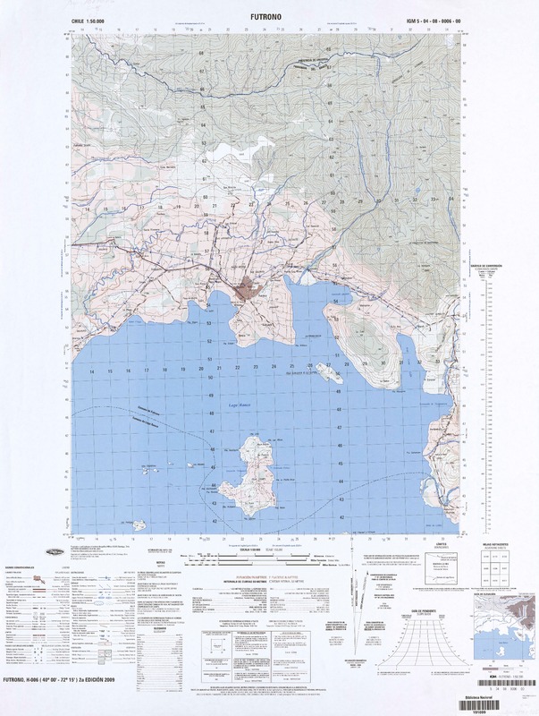 Futrono (40° 00' - 72° 15')  [material cartográfico] preparado y publicado por el Instituto Geográfico Militar.