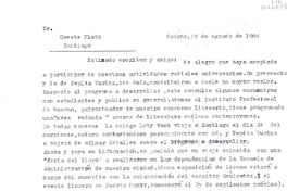 [Carta] 1984 agosto 19, Osorno, Chile [a] Oreste Plath  [manuscrito] Federico Tatter Oñate.