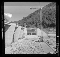 [Río Polcura; vista de las obras de construcción de la bocatoma Polcura, en su última etapa]