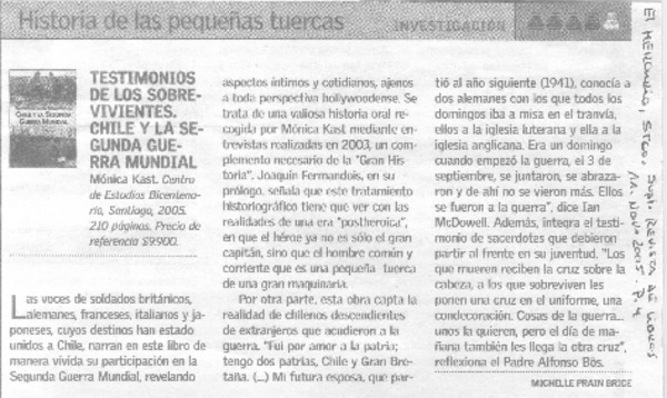 Testimonios de los sobrevivientes. Chile y la segunda guerra mundial