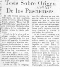 Tesis sobre origen de los pascuenses Tesis sobre origen de los pascuenses