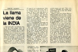 La llama viene de la INDIA Tercer mundo [artículo] : Abraham Santibáñez.
