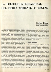 La política internacional del medio ambiente y UNCTAD  [artículo] Carlos Plaza.