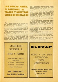 Las bellas artes, el folklore, el teatro y nuestros vinos en UNCTAD III  [artículo].