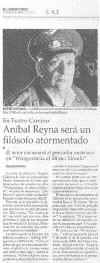 Anbal Reyna ser un filsofo atormentado