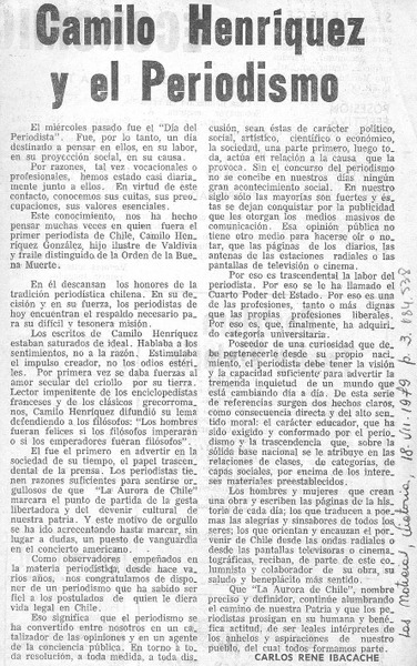 Camilo Henrquez y el periodismo