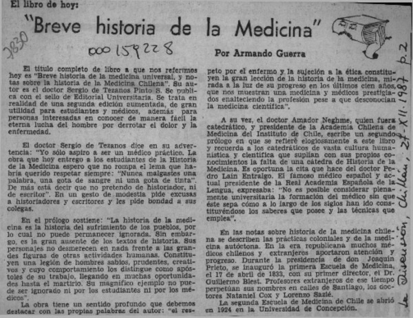 "Breve historia de la medicina"  [artculo] Armando Guerra.