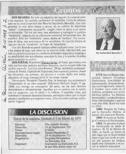 Cronos  [artculo] Carlos Ren Ibacache I.