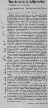 Nuestros valores literarios  [artculo] Carlos Ren Ibacache.