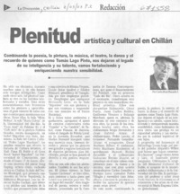 Plenitud artstica y cultural en Chilln