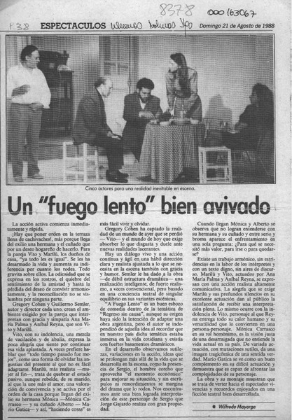 Un "fuego lento" bien avivado  [artculo] Wilfredo Mayorga.