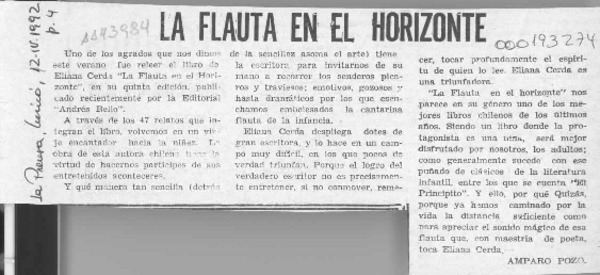La flauta en el horizonte  [artculo] Amparo Pozo.
