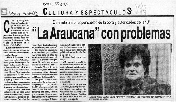"La Araucana" con problemas  [artculo].