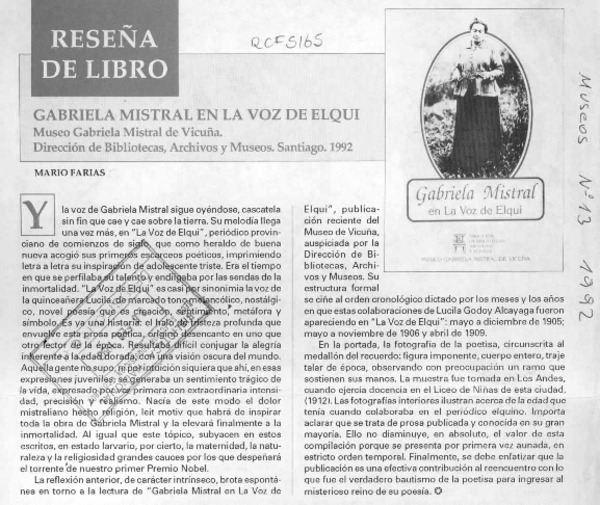 Gabriela Mistral en la voz de Elqui  [artculo].