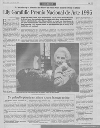 Lili Garafulic, Premio Nacional de Arte 1995