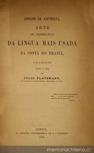 Arte de grammatica da lingua mais usada na costa do Brasil