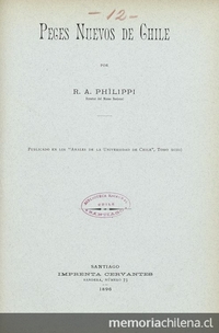 Catálogo de los peces de Chile. Valparaíso: Impr. Gillet, 1901. 133 p.