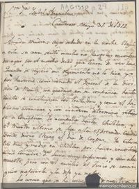 Carta 1812 May. 31, Canteras, a Sra. Da. Isabel Riquelme