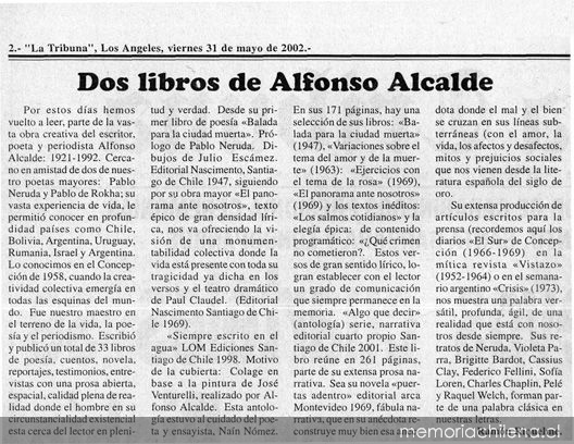 Dos libros de Alfonso Alcalde
