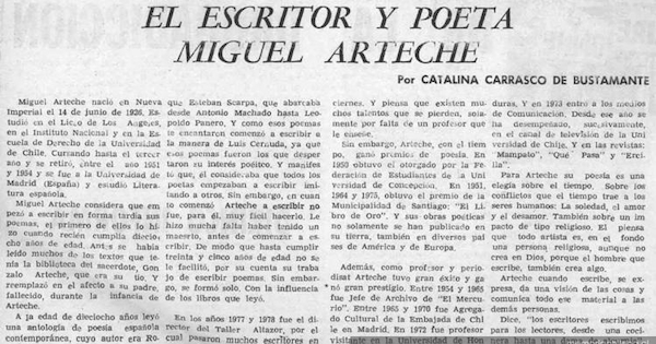 El escritor y poeta Miguel Arteche