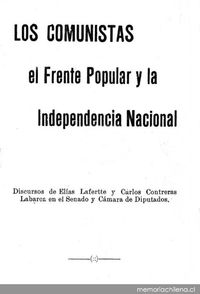 Discurso de Elías lafertte : el comunismo y la democracia