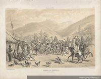 Araucanos jugando a la chueca, siglo XIX