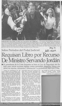 Requisan libro por recurso de Ministro Servando Jordán