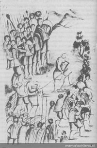 Cautivo español conducido al lugar del sacrificio