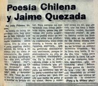 Poesía chilena y Jaime Quezada