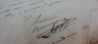 Detalles de firma, documento siglo XIX.