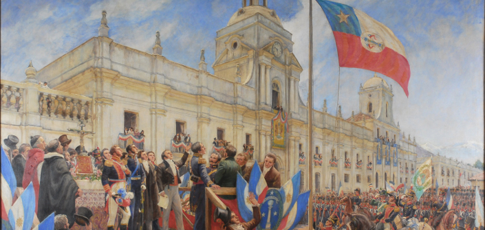 Pedro Subercaseaux. Jura de la Independencia en la Plaza de Armas de Santiago. 1945. Colección de Pintura y Estampas, MHN 3-941 Pedro Subercaseaux. Jura de la Independencia en la Plaza de Armas de Santiago. 1945. Colección de Pintura y Estampas, MHN 3-941
