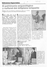 El patrimonio arqueológico y cultural del altiplano ariqueño