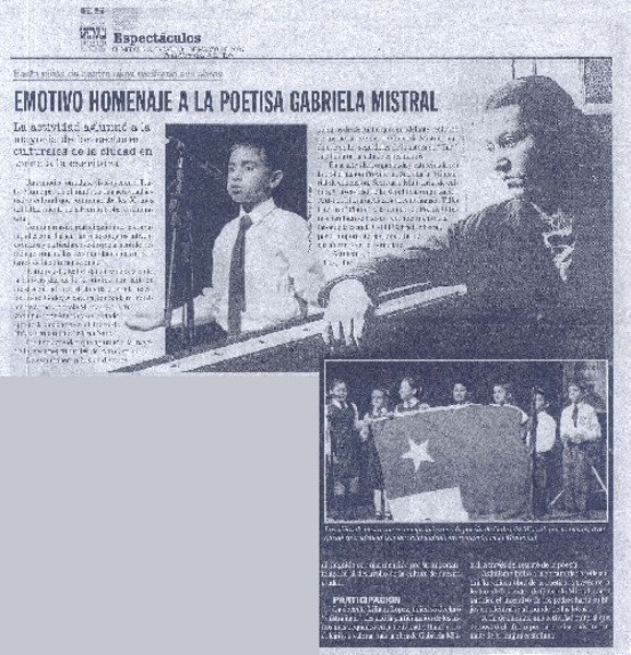 Emotivo homenaje a la poetisa Gabriela Mistral