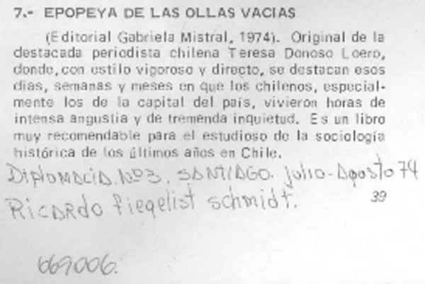 Epopeya de las ollas vacías