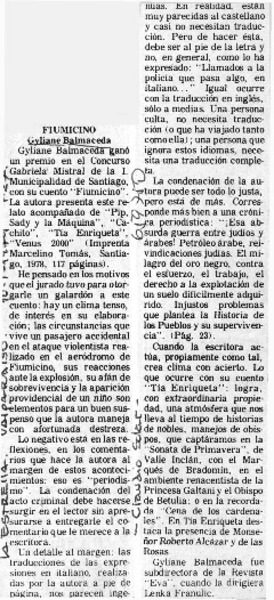 Fiumicino  [artículo] Claudio Solar.