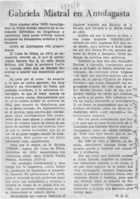 Gabriela Mistral en Antofagasta