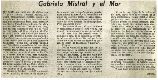 Gabriela Mistral y el mar