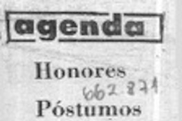 Honores póstumos  [artículo] Víctor Castro.