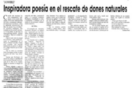 Inspiradora poesía en el rescate de dones naturales
